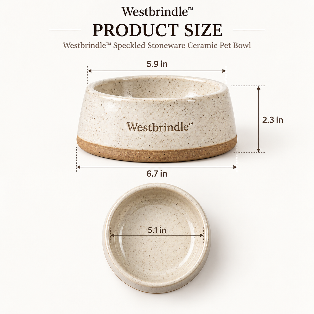 Westbrind™ Ceramic Cat & Dog Bowl dimensions