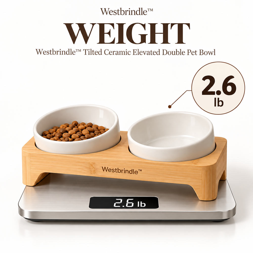 Westbrind™ Elevated Wooden Double Pet Bowl Stand weight