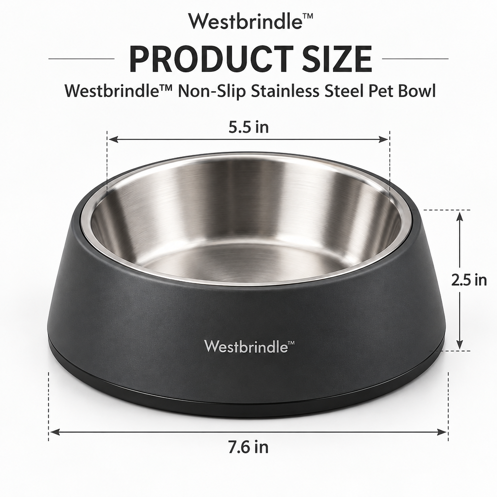 Westbrind™ Stainless Steel Pet Bowl dimensions