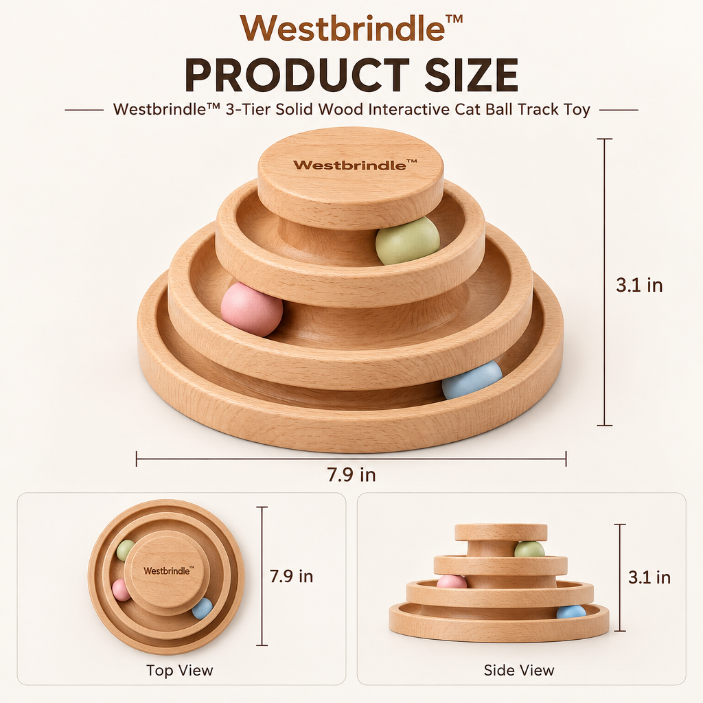 Westbrind™ Wooden Interactive Treat Puzzle Toy dimensions